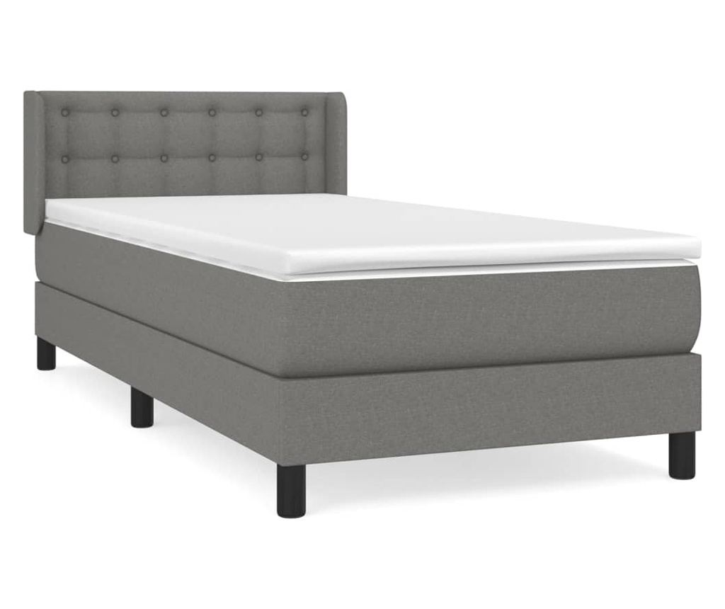 Боксспринг легло с матрак, тъмносиво, 80x200 см, текстил - 2