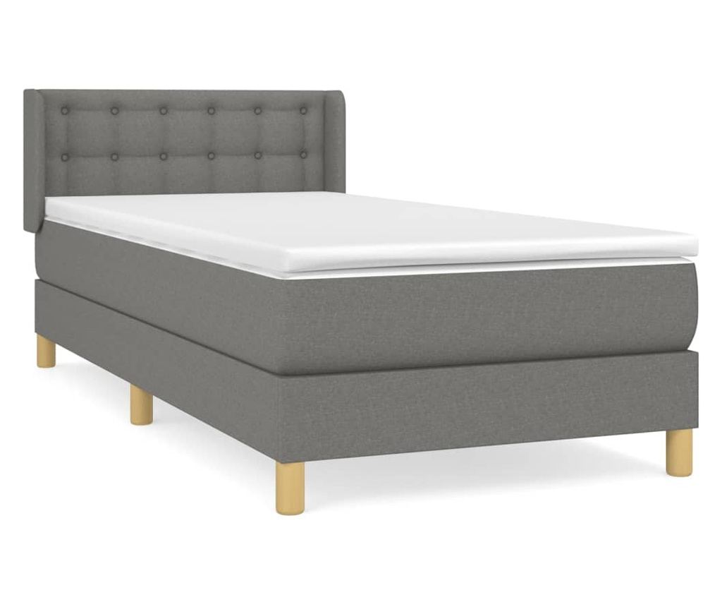 Box krevet s madracem, tamnosiva, 80x200 cm, tekstil - 2