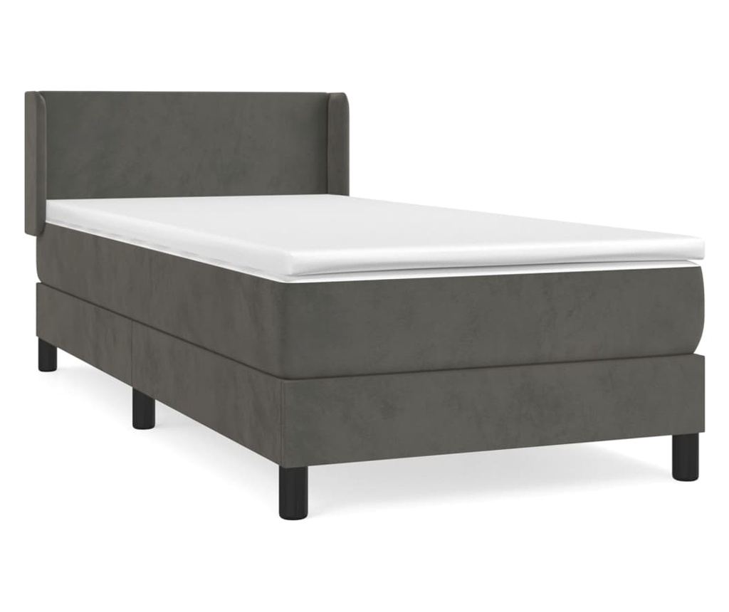 Boxspring postelja z vzmetnico, temno siva, 100x200 cm, žamet - 2