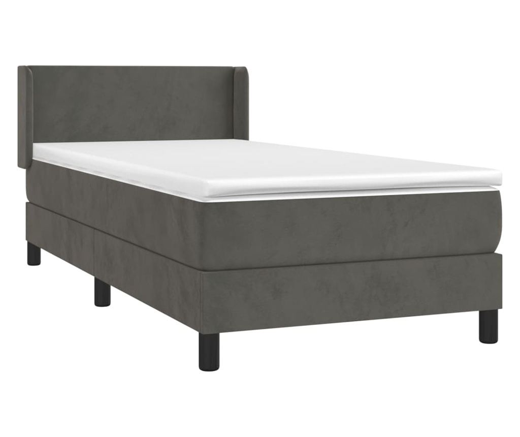 Boxspring krevet s madracem, tamnosiva, 90x190 cm, baršun - 3