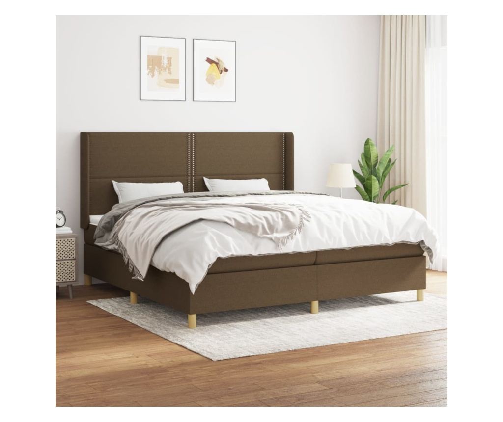 Box spring postel s matrací tmavě hnědá 200x200 cm textil - 2