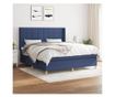 Континентално легло с матрак, синьо, 160x200 см, текстилна материя thumbnail 1