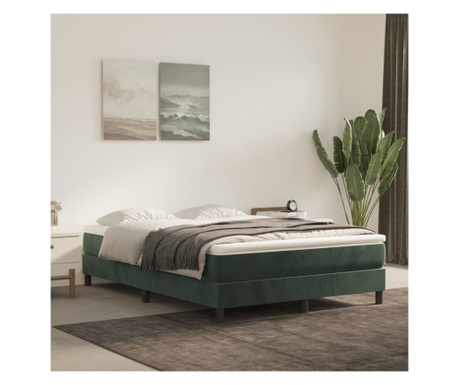 Cadru de pat box spring, verde închis, 140x200 cm, catifea