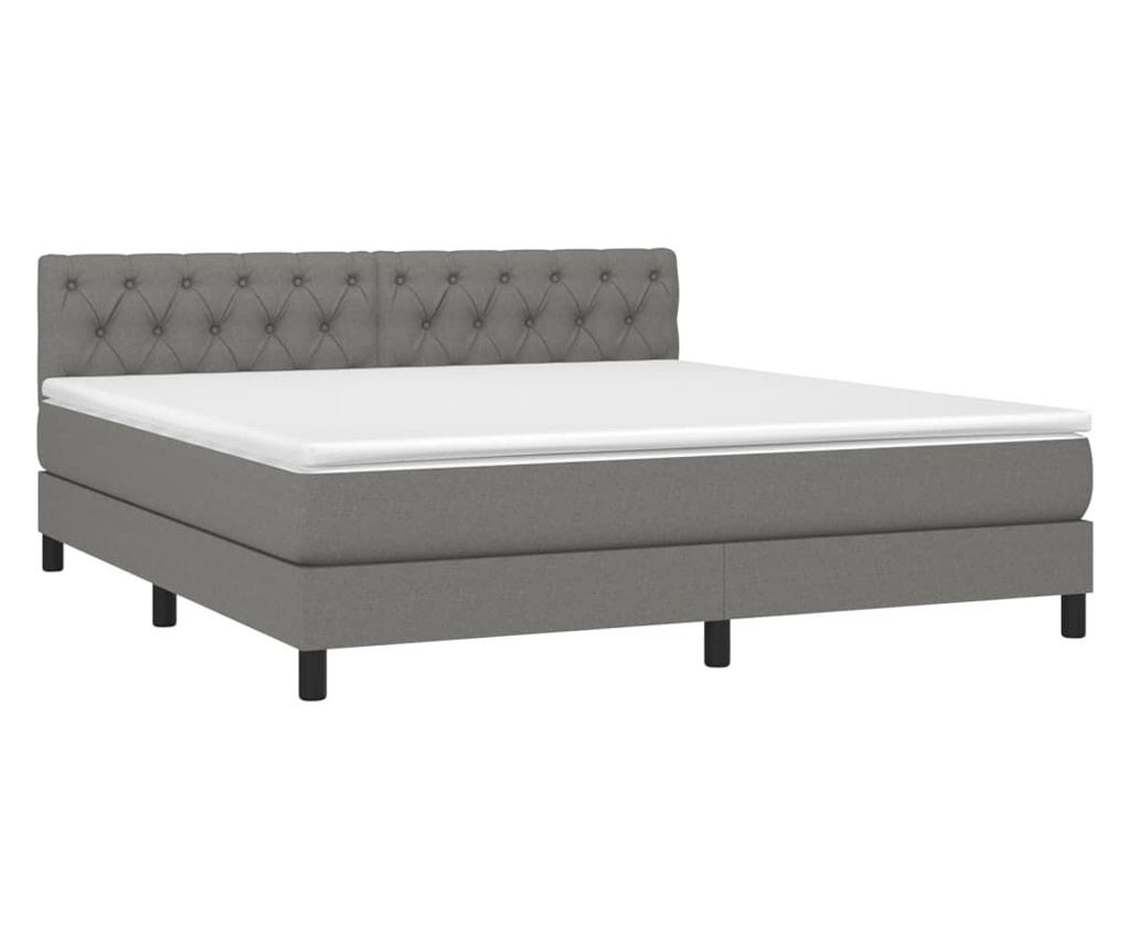 Okvir za krevet s madracem i LED rasvjetom, tamnosivi, 160x200 cm, tekstil - 3