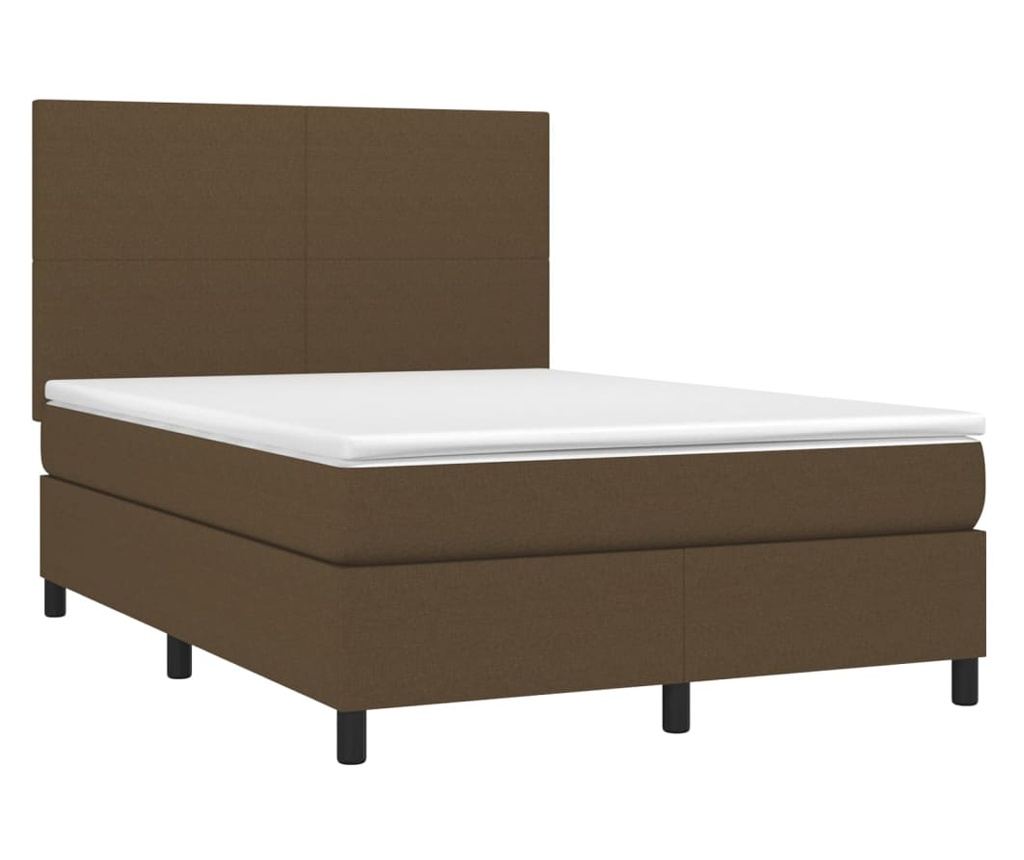 Легло с пружини, матрак и LED, тъмнокафяво, 140x190 см, текстил - 3