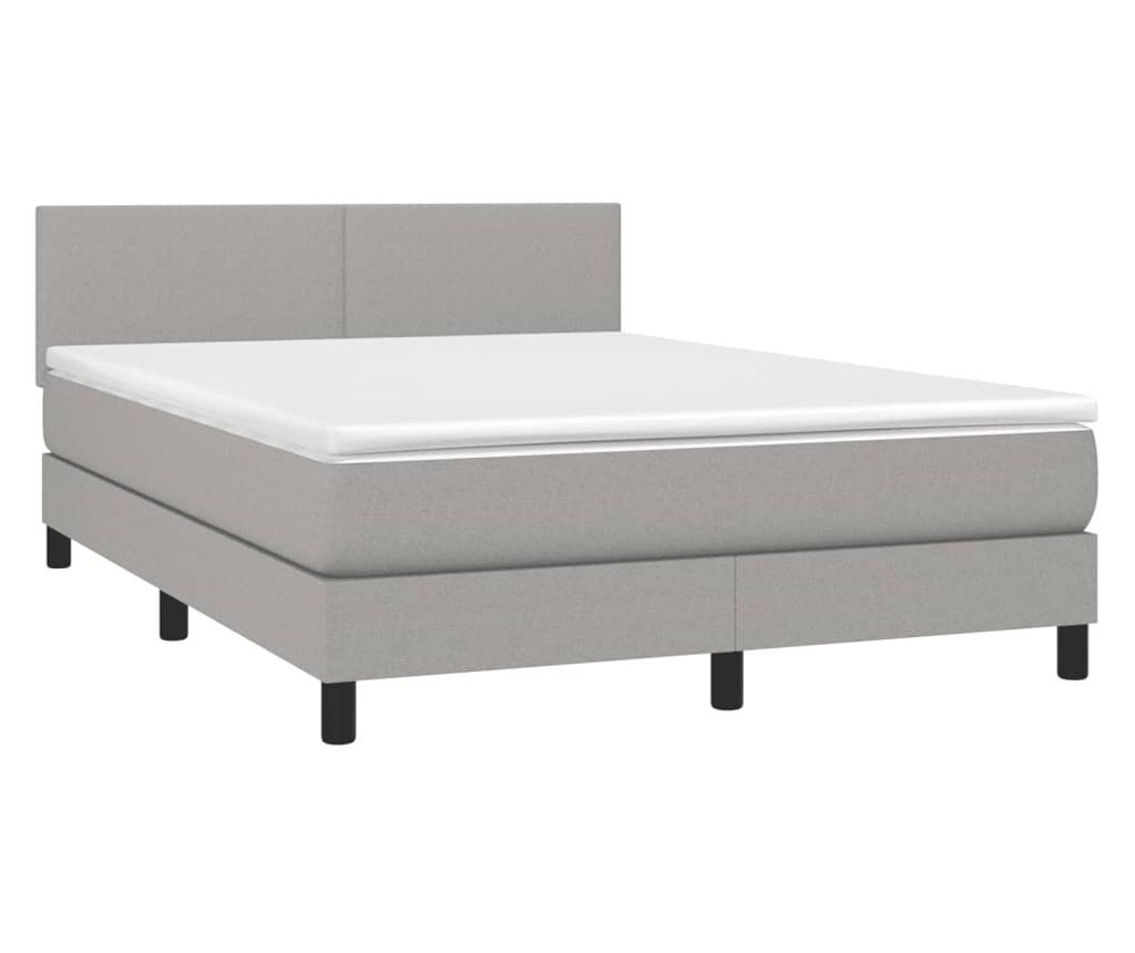 Okvir za krevet s madracem i LED rasvjetom, Svijetlo siva, 140x190 cm, Tkanina - 3