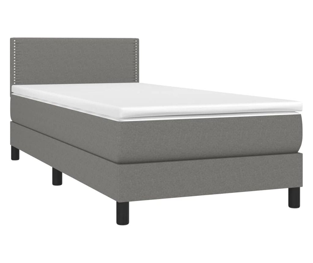 Krevet s podnicom, madracem i LED rasvjetom, tamnosivi, 80x200 cm, tekstil - 3