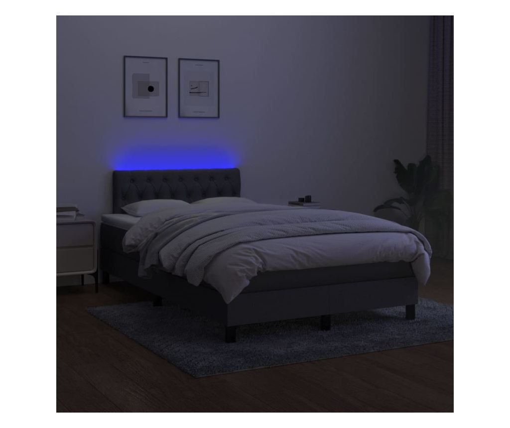 Okvir za krevet s madracem i LED rasvjetom, tamnosivi, 120x200 cm, tekstil - 4
