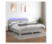 Okvir za krevet s madracem i LED rasvjetom, svijetlosiva, 180x200 cm, tekstil thumbnail 1