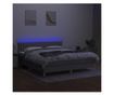 Okvir za krevet s madracem i LED rasvjetom, svijetlosiva, 180x200 cm, tekstil thumbnail 3