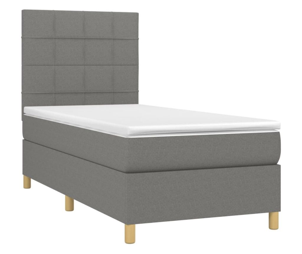 Okvir za krevet s madracem i LED rasvjetom, tamnosivi, 90x190 cm, tekstil - 3