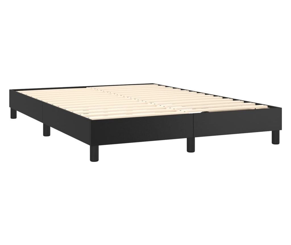 Пружинен спален комплект с матрак и LED, черен, 140x200 см, еко кожа - 5