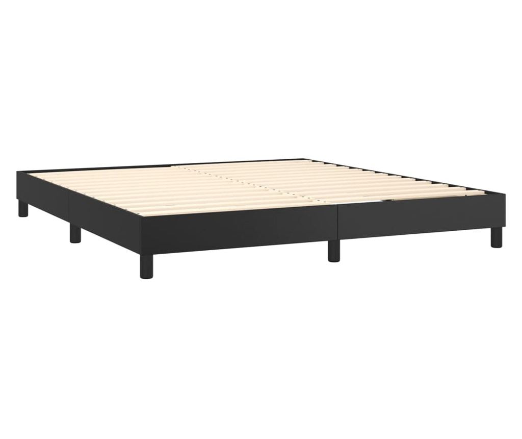 Boxspring krevet s madracem, crni, 160x200 cm, umjetna koža - 4