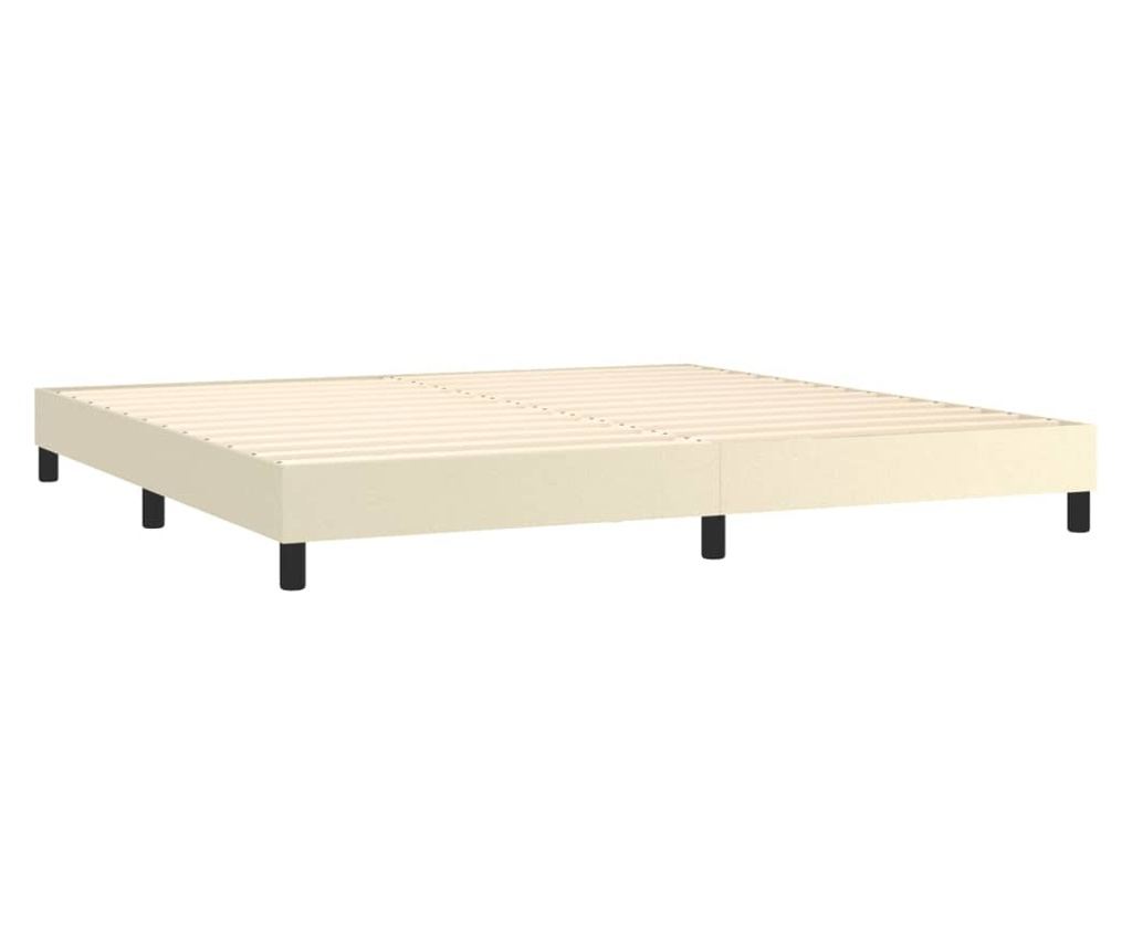 Krevet s madracem i LED rasvjetom, krem, 200x200 cm, eko koža - 5