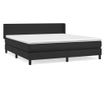 Boxspring krevet s madracem, crni, 160x200 cm, umjetna koža thumbnail 2