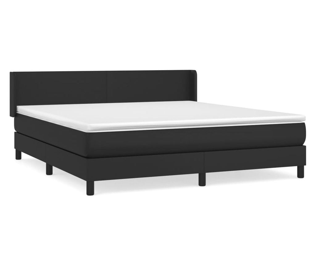 Boxspring krevet s madracem, crni, 160x200 cm, umjetna koža - 2