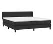 Boxspring krevet s madracem, crni, 160x200 cm, umjetna koža thumbnail 3