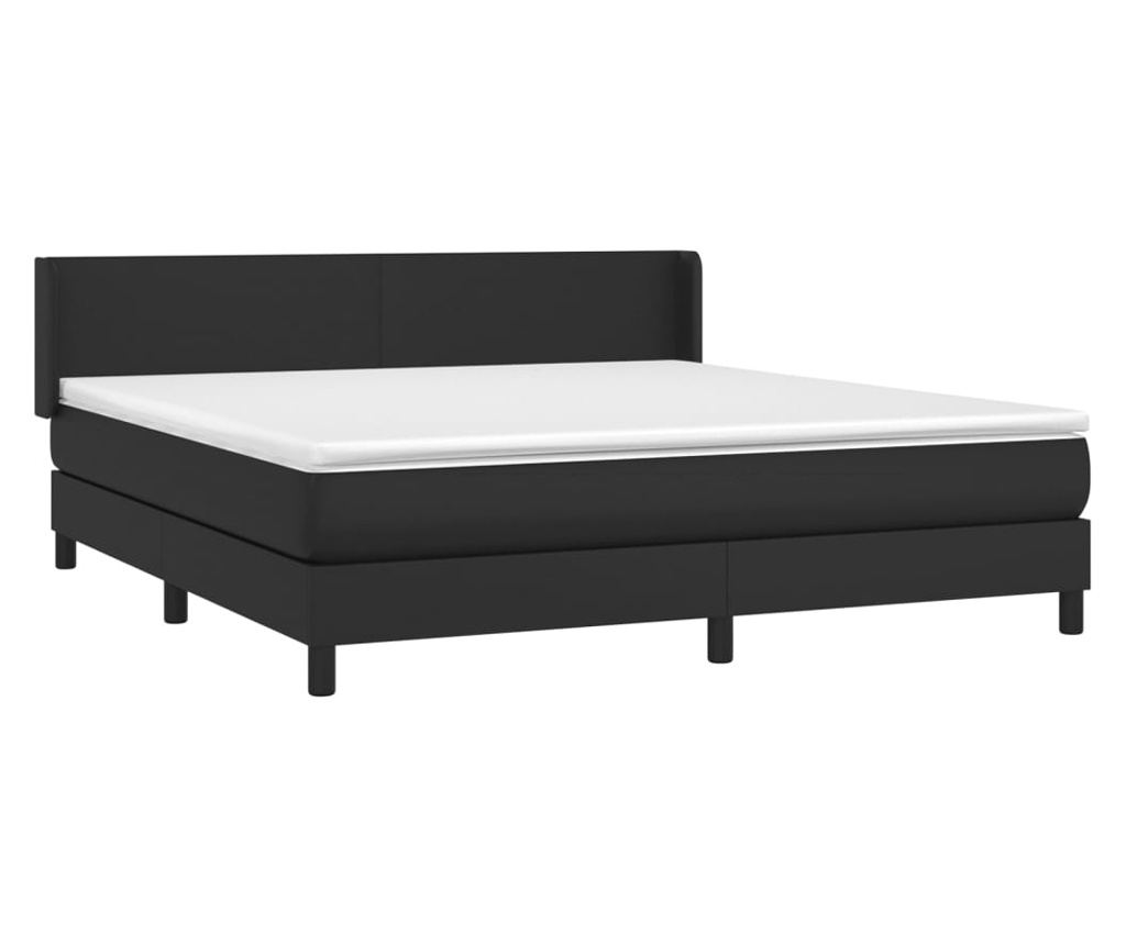 Boxspring krevet s madracem, crni, 160x200 cm, umjetna koža - 3