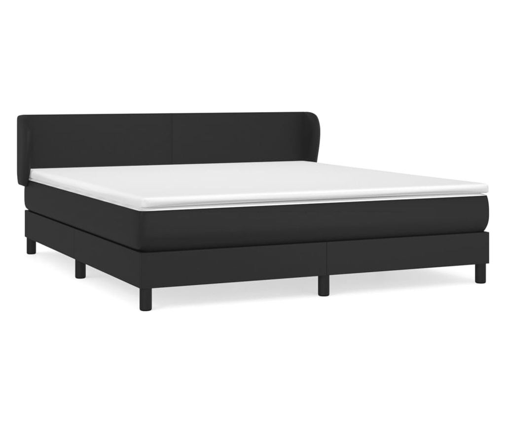 Boxspring krevet s madracem, crni, 160x200 cm, umjetna koža - 2