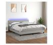 Okvir za krevet s madracem i LED rasvjetom, svijetlosiva, 180x200 cm, tekstil thumbnail 1