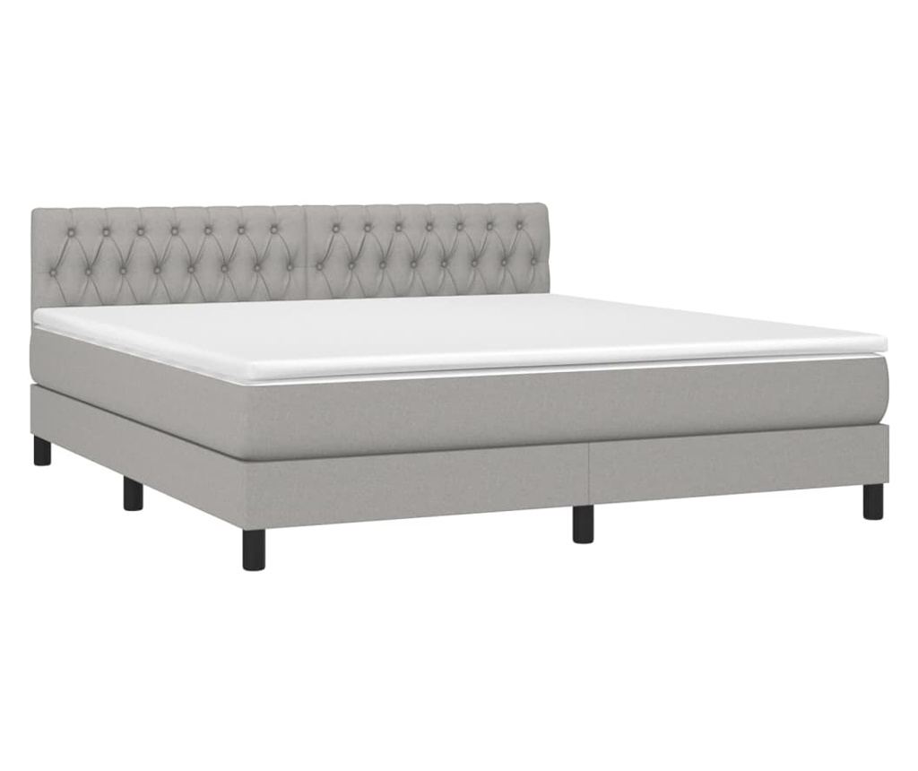 Okvir za krevet s madracem i LED rasvjetom, svijetlosiva, 180x200 cm, tekstil - 3