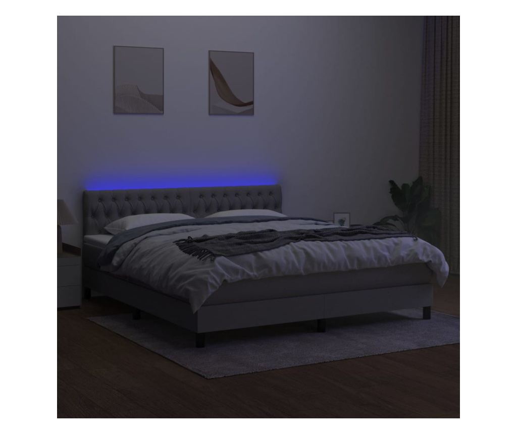 Okvir za krevet s madracem i LED rasvjetom, svijetlosiva, 180x200 cm, tekstil - 4