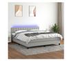 Okvir za krevet s madracem i LED rasvjetom, svijetlosiva, 180x200 cm, tekstil thumbnail 1