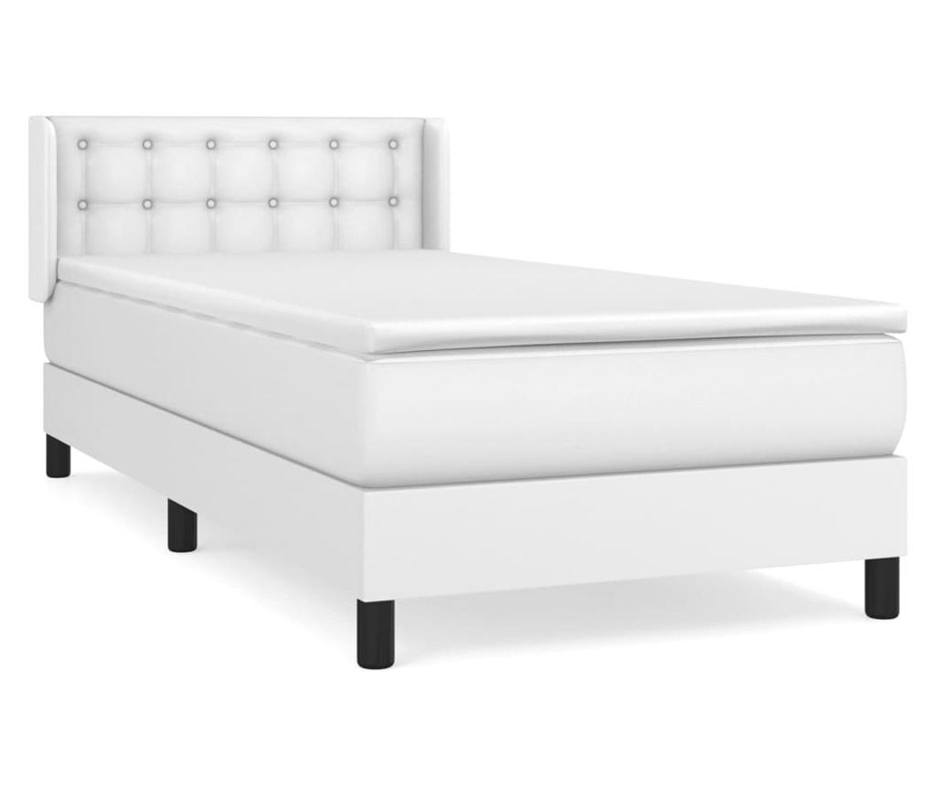 Boxspring krevet Pat, bijela, 90x200 cm, umjetna koža - 2
