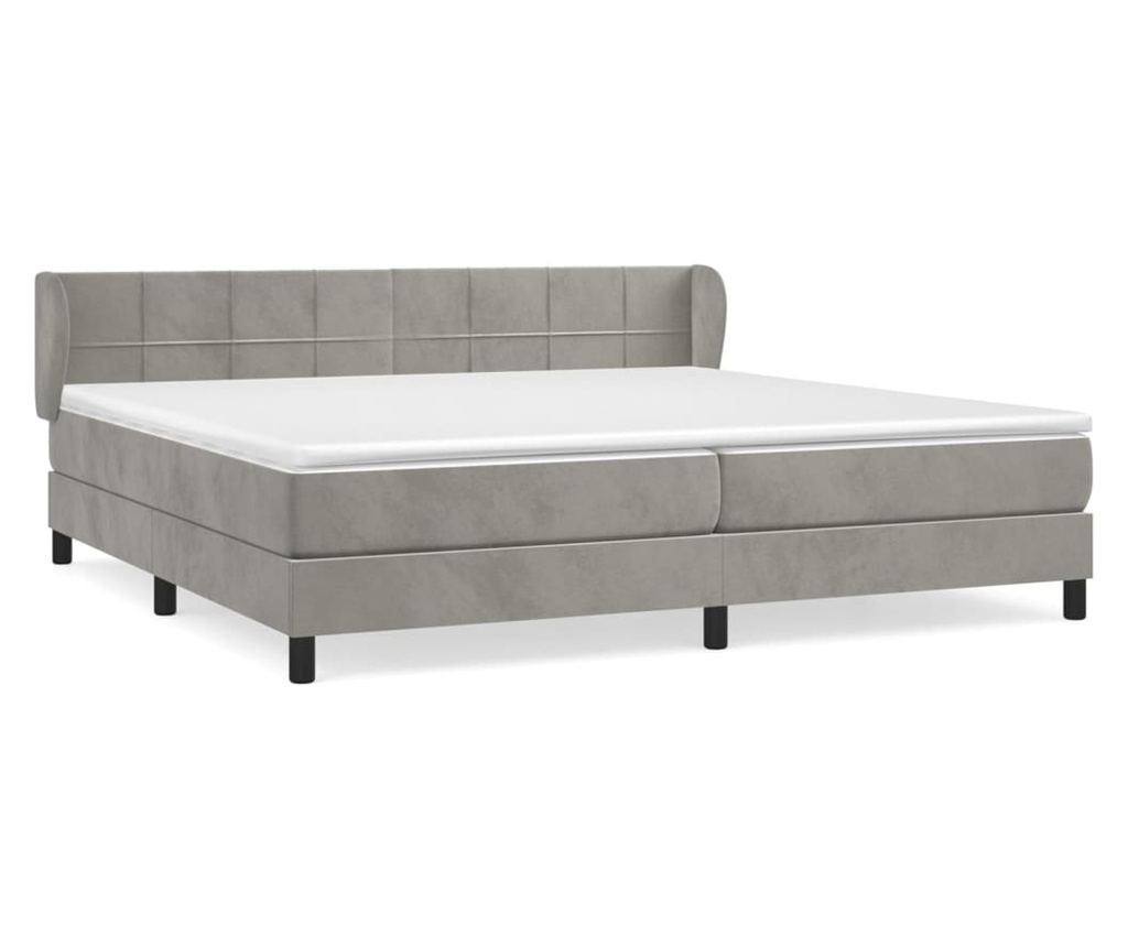 Boxspring krevet s madracem, svijetlo siva, 200x200 cm, baršun - 2