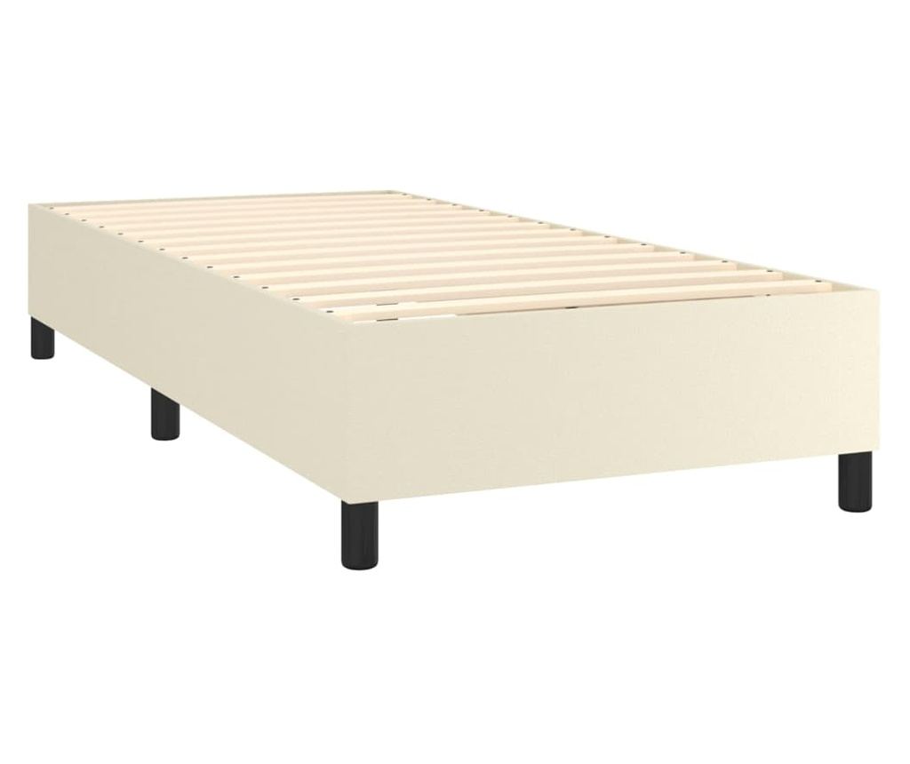 Легло с пружини, матрак и LED, кремаво, 100x200 см, еко кожа - 5