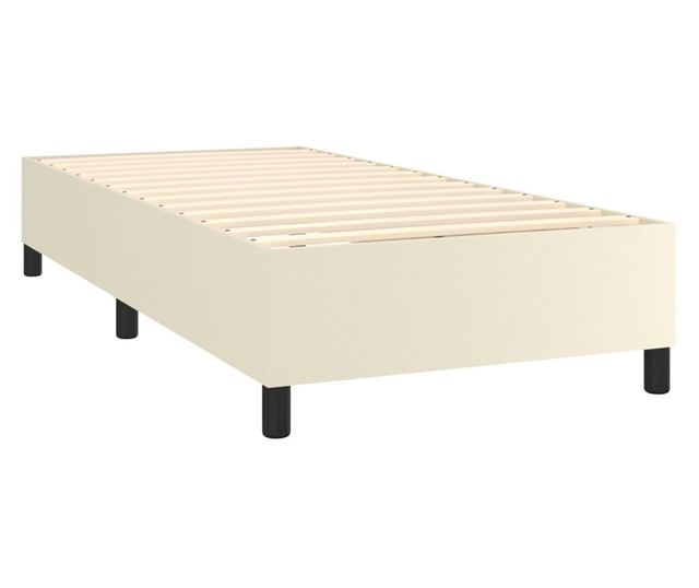 Пружинно легло с матрак и LED, кремаво, 100x200 см, еко кожа