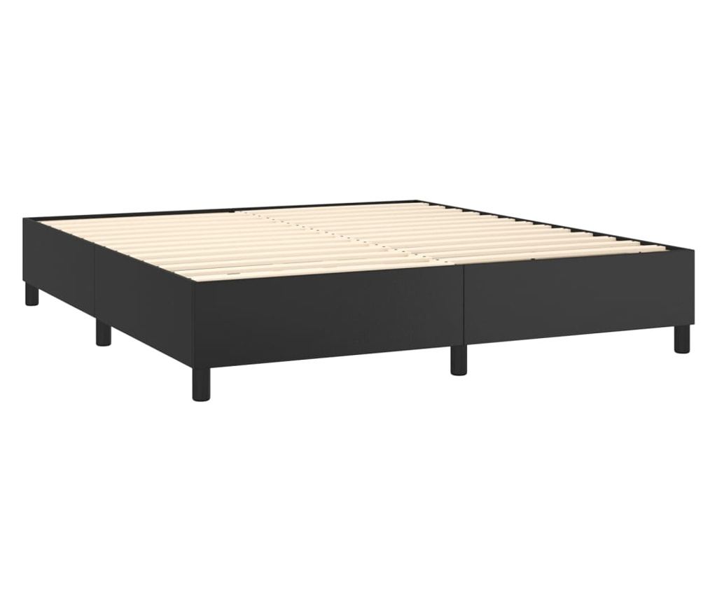 Boxspring krevet s madracem, crni, 180x200 cm, umjetna koža - 4