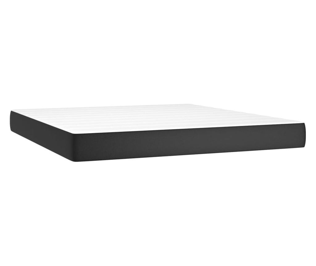 Boxspring krevet s madracem, crni, 180x200 cm, umjetna koža - 5