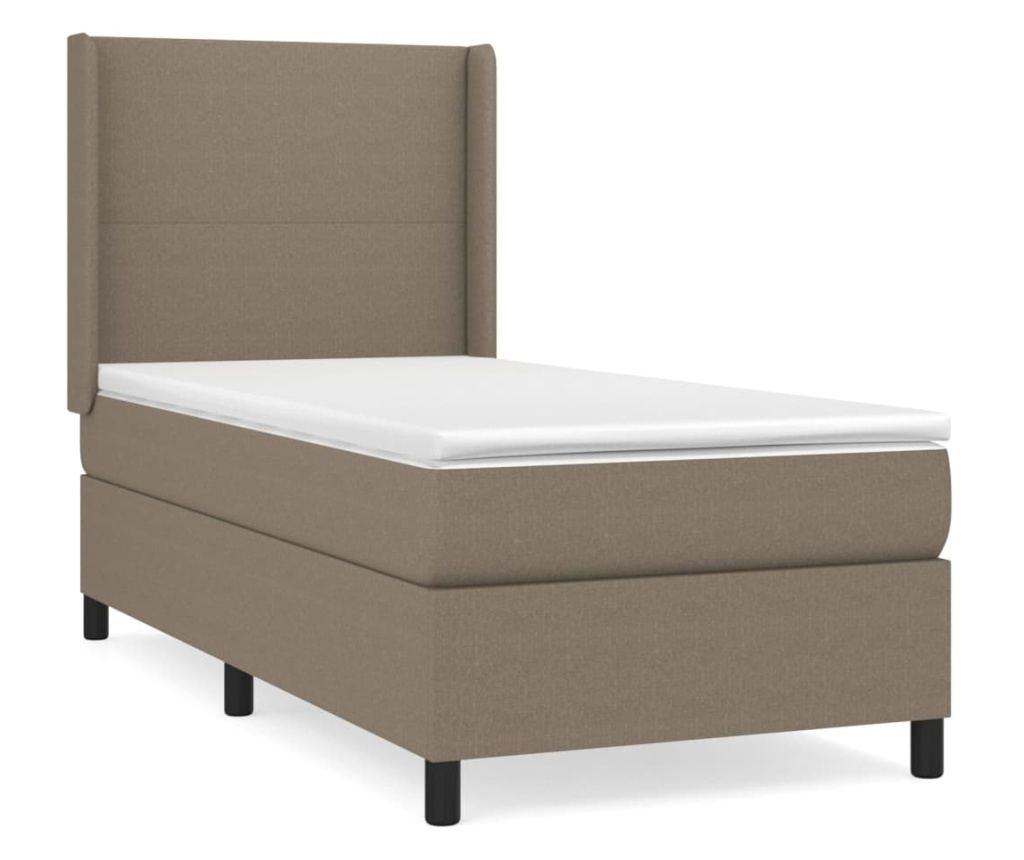 Boxspringová posteľ s matracom, sivá taupe, 100x200 cm, textil - 2