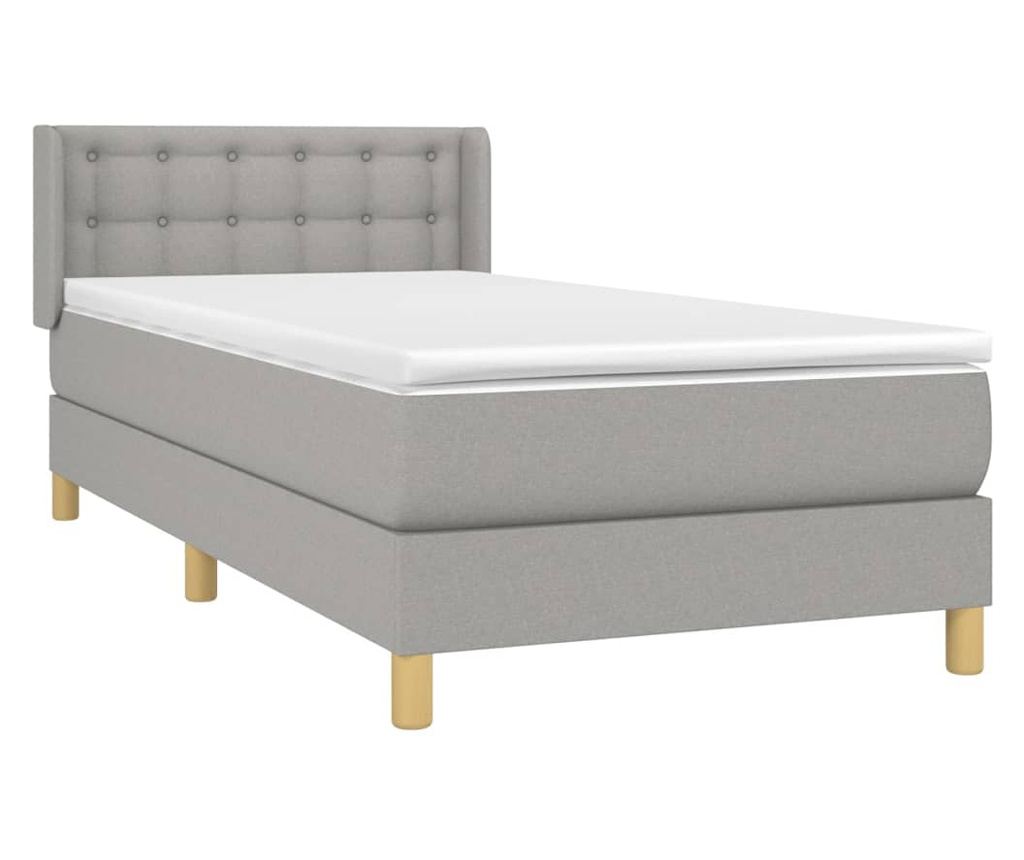 Boxspring krevet s madracem, Svijetlo siva, 90x190 cm, Tekstil - 3
