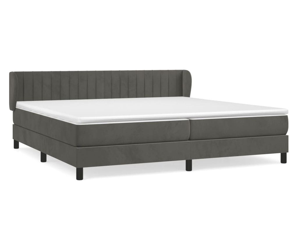 Boxspring krevet s madracem, tamnosiva, 200x200 cm, baršun - 2