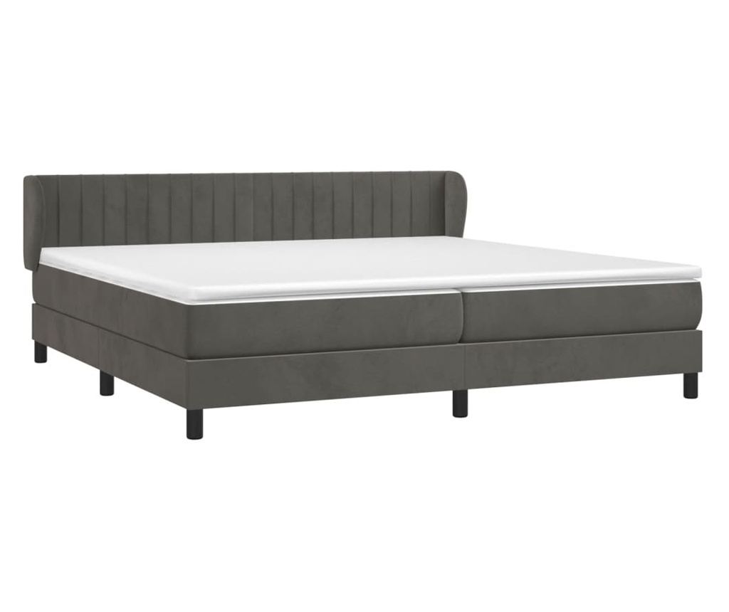 Boxspring krevet s madracem, tamnosiva, 200x200 cm, baršun - 3