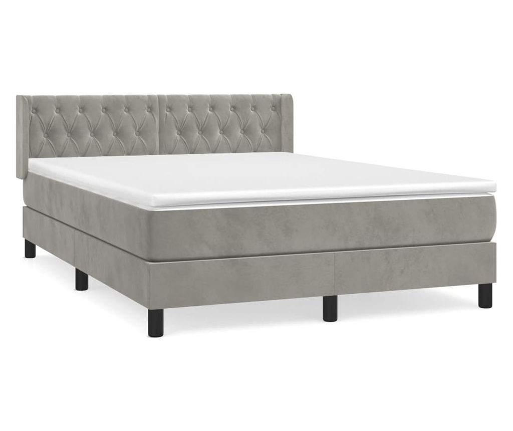 Boxspring krevet s madracem, Svjetlosiva, 140x190 cm, Baršun - 2