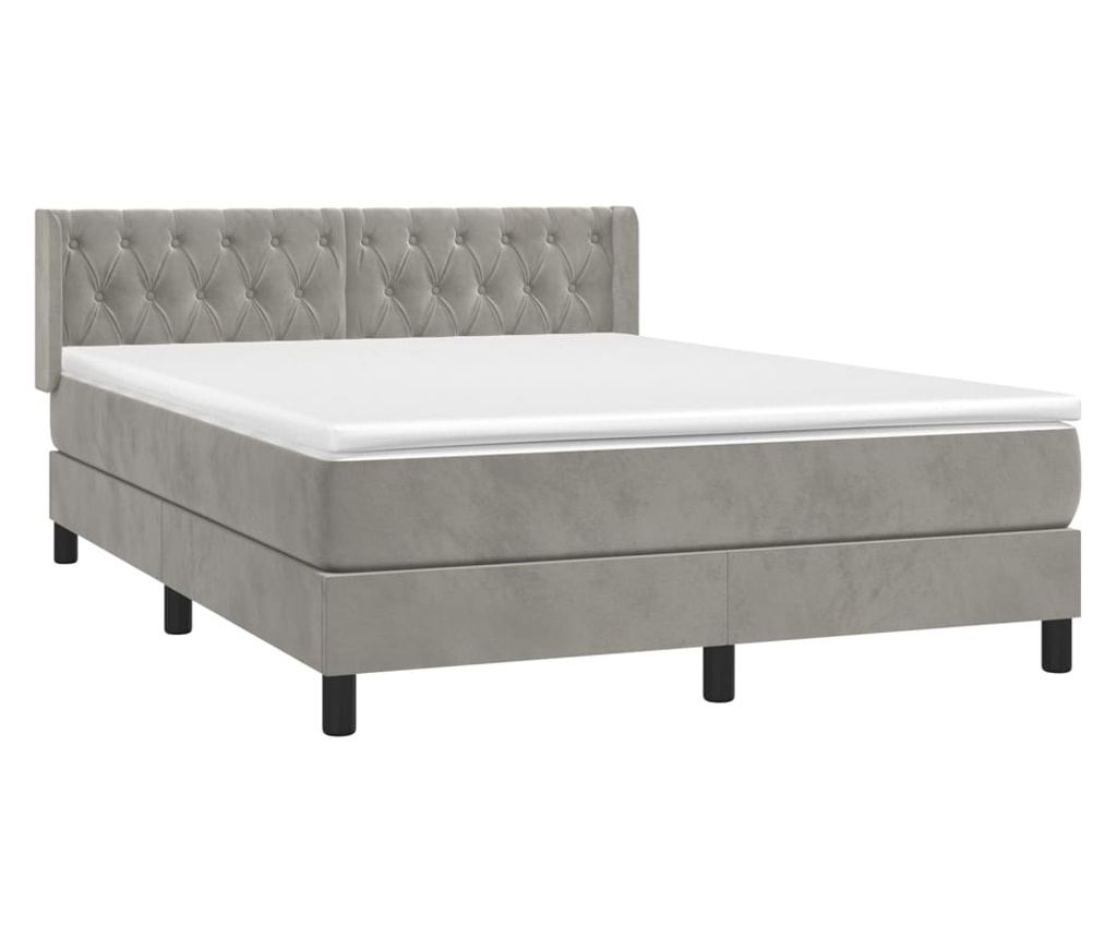 Boxspring krevet s madracem, Svjetlosiva, 140x190 cm, Baršun - 3