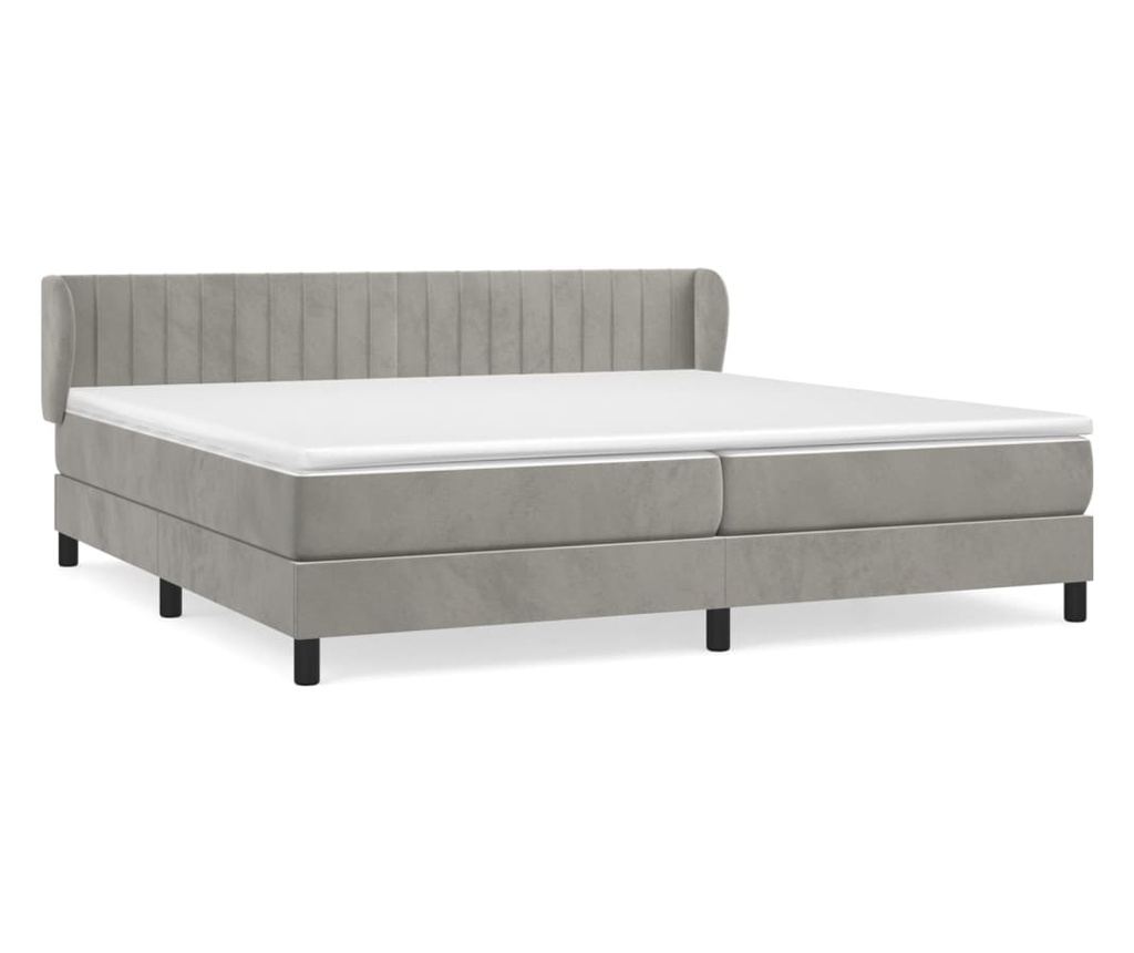 Boxspring krevet s madracem, svijetlo siva, 200x200 cm, baršun - 2