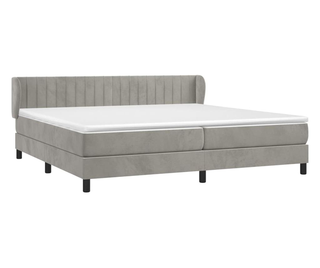 Boxspring krevet s madracem, svijetlo siva, 200x200 cm, baršun - 3