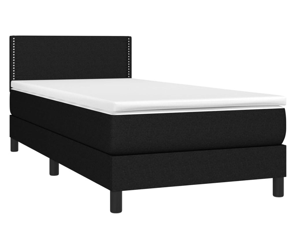 Okvir za krevet s madracem i LED rasvjetom, crni, 90x190 cm, tekstil - 3