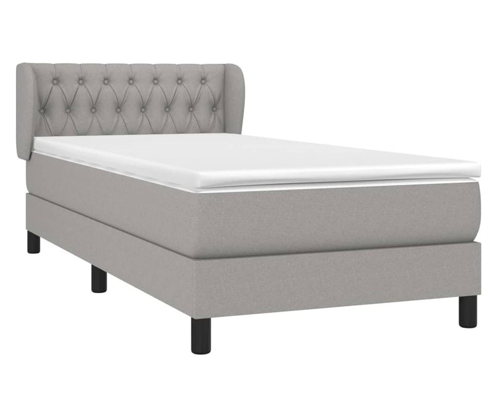 Boxspring krevet s madracem, Svjetlo siva, 90x190 cm, Tekstil - 3