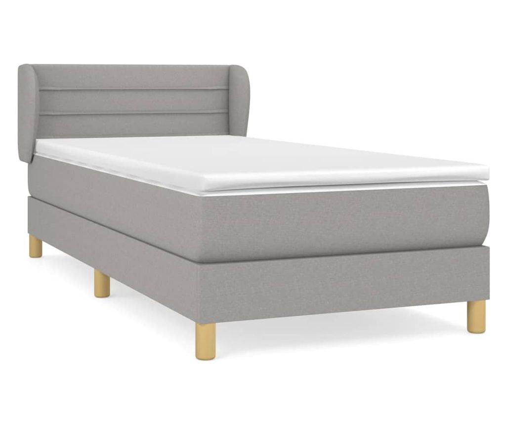Boxspring krevet s madracem, Svijetlo siva, 90x190 cm, Tekstil - 2