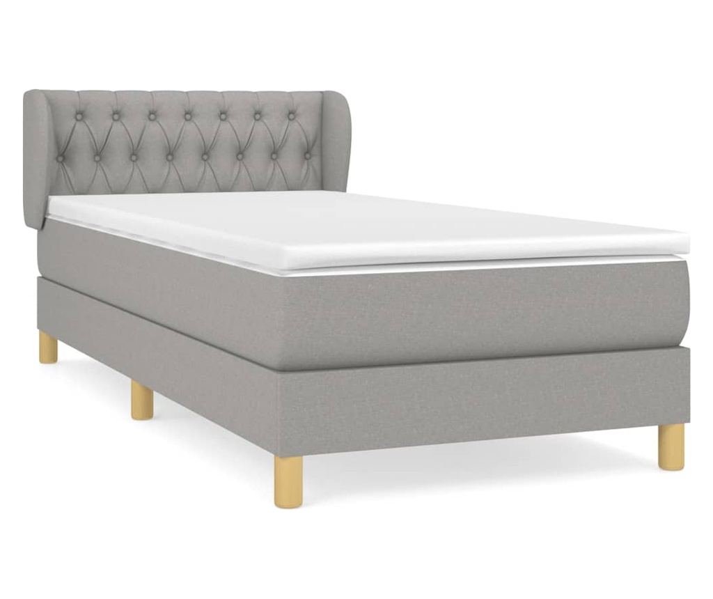 Boxspring krevet s madracem, Svijetlo siva, 90x190 cm, Tekstil - 2