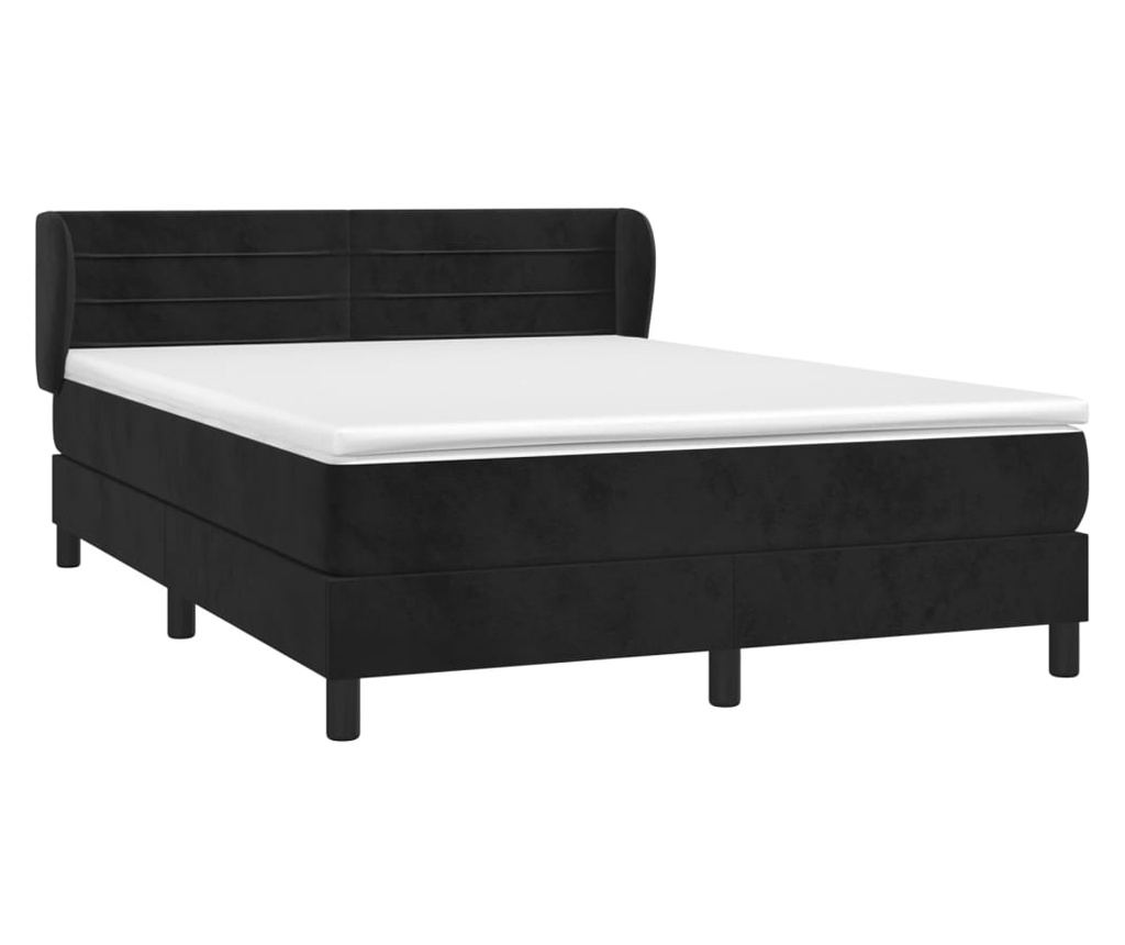 Boxspring krevet s madracem, crni, 140x190 cm, baršun - 3