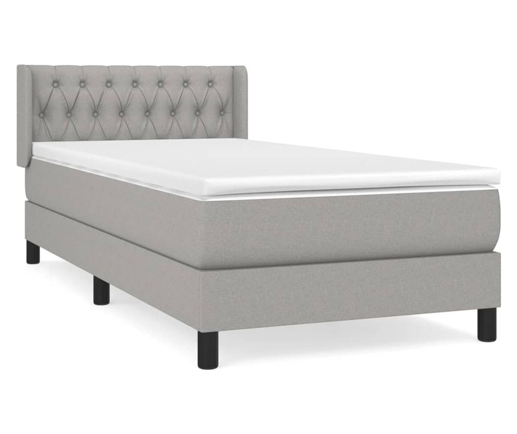 Boxspring krevet s madracem, Svijetlo siva, 90x190 cm, Tekstil - 2