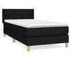 Boxspring krevet s madracem, crni, 90x190 cm, tekstil thumbnail 2