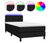 Krevet s oprugama, madracem i LED rasvjetom, crni, 90x190 cm, tekstil thumbnail 2