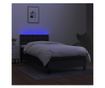 Krevet s oprugama, madracem i LED rasvjetom, crni, 90x190 cm, tekstil thumbnail 4